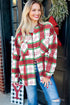 Tartan Plaid Flannel Button Front Patch Pocket Drop Shoulder Shacket